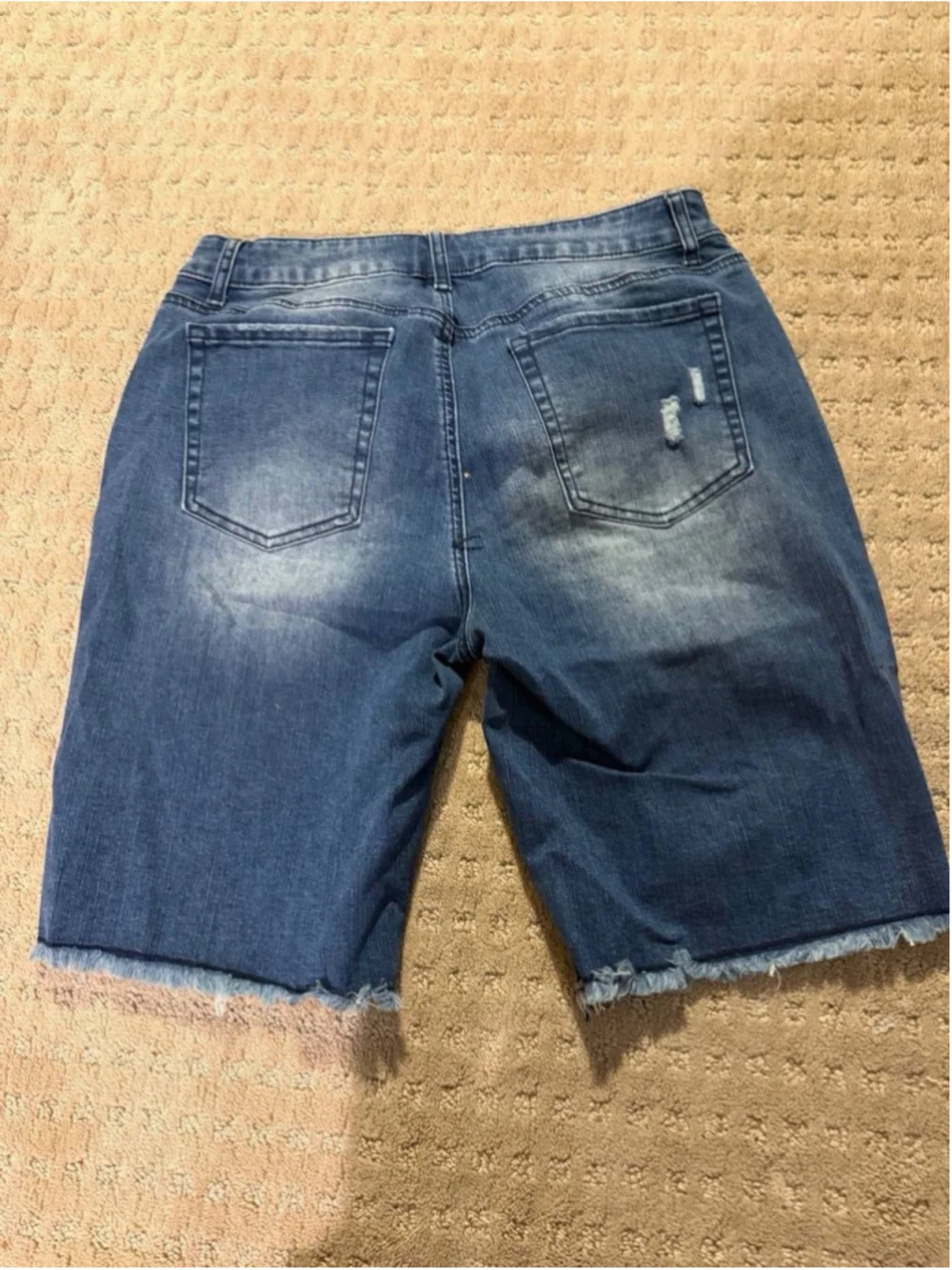Flamingals Mid Rise Denim Bermuda American Flag Patched Shorts For Women L